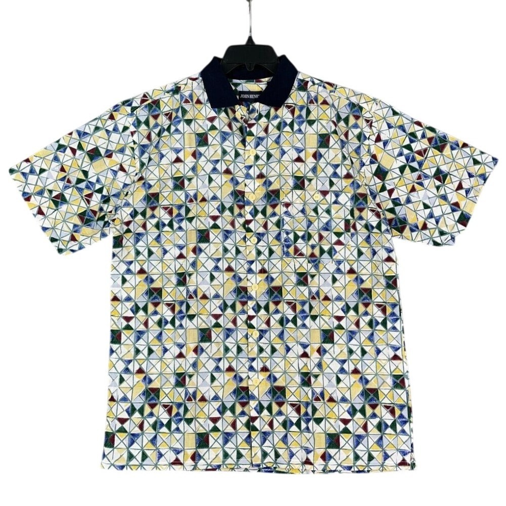 John Henry Linen‎ Golf Polo Shirt Mens Extra Large Button-up Resort Clubhouse